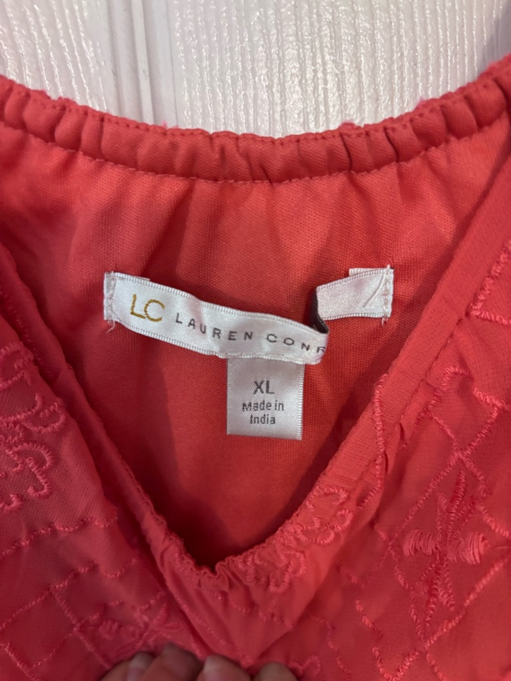 LC Lauren Conrad Coral Embroidered V-Neck Dress - Picture 3 of 6